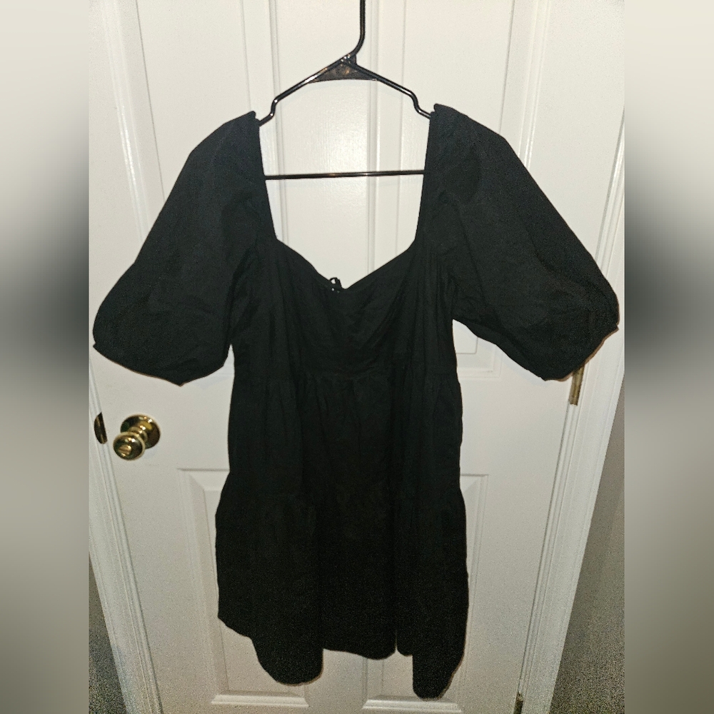 American Eagle Chic Black Puff Sleeve Mini Dress